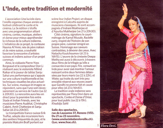 the dancer Flora Devi for the festival Une Luciolle dans l'Oreille by Nasma Al Amir